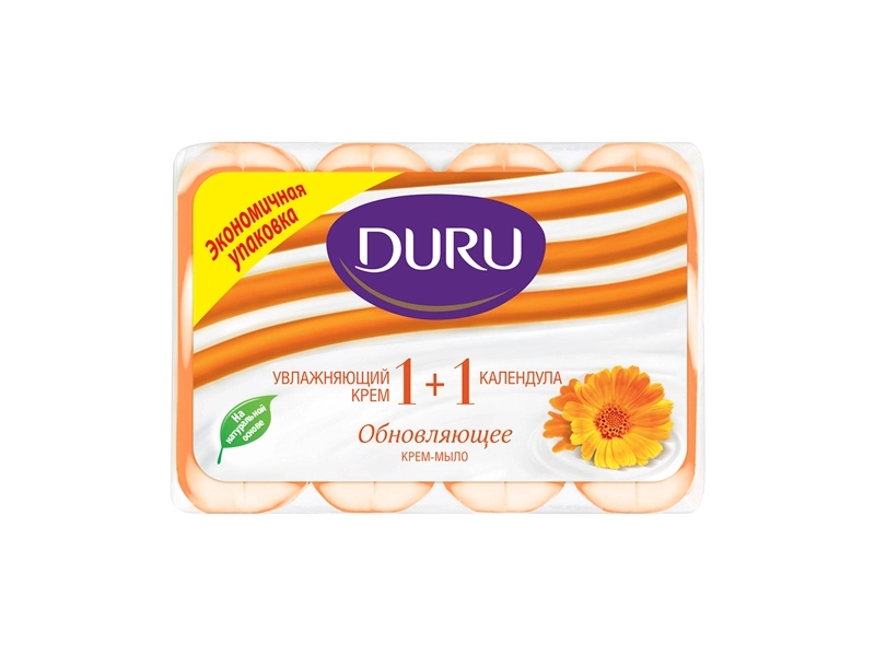 DURU Крем-мыло кусковое Soft sensations 1+1 Календула, 4 шт., 80 г