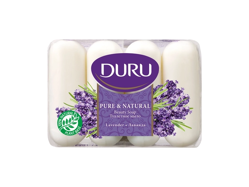 Мыло кусковое DURU Pure & natural Лаванда, 4 шт., 85 г