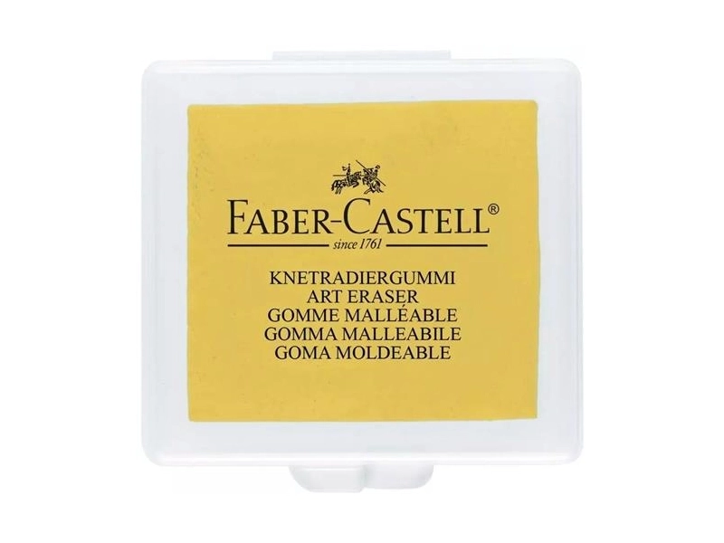 Клячка Faber Castell желтая 1 шт. / мягкий ластик-формопласт для школы рисования / художественная стирательная резинка в контейнере / стерка