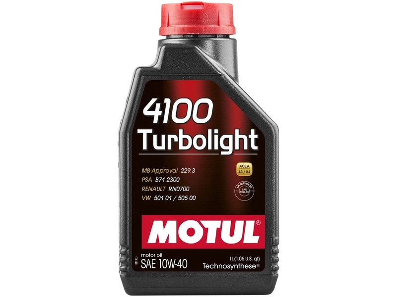 Моторное масло MOTUL 4100 Turbolight 10W40 Technosynt, 1л (арт. 108644) MOTUL-4100-10W40-1L