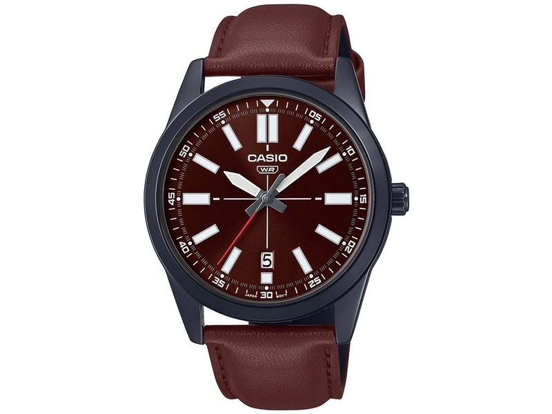 Наручные часы CASIO Мужские японские наручные часы Casio MTP-VD02BL-5E с гарантией, коричневый